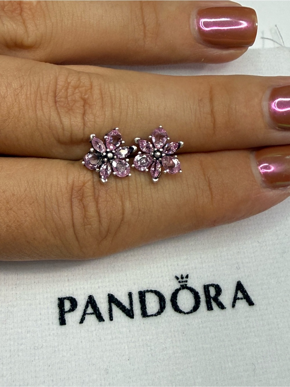 Pandora Herbarium Sparkling Pink Flower Stud Earrings
Sterling silverWITHOUT BAG